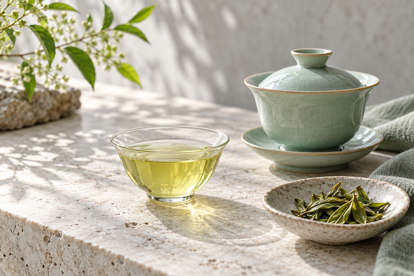 Brewing Green Tea with Clarity — editorial tea still life