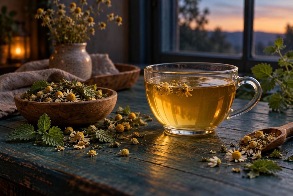 Making Space for Evening Herbs — editorial tea still life