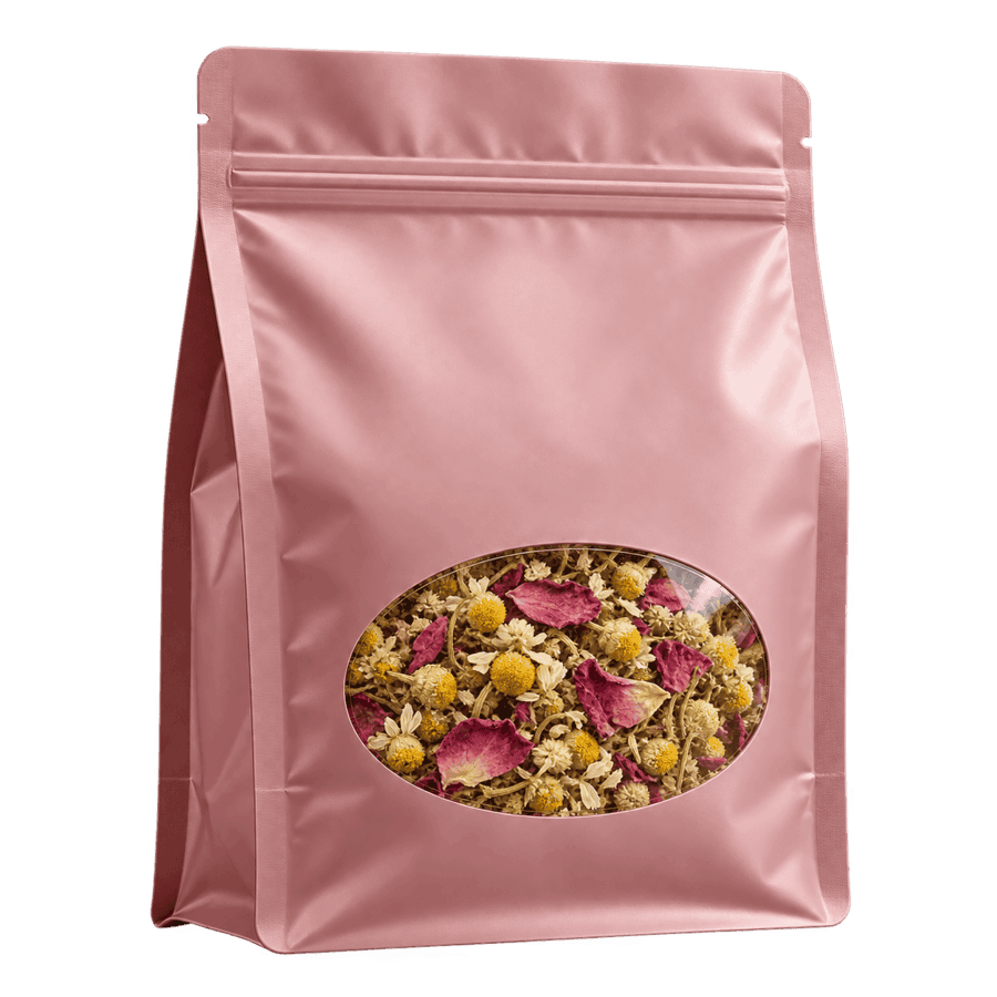 Rose Chamomile Herbal Tea in its individual tea package